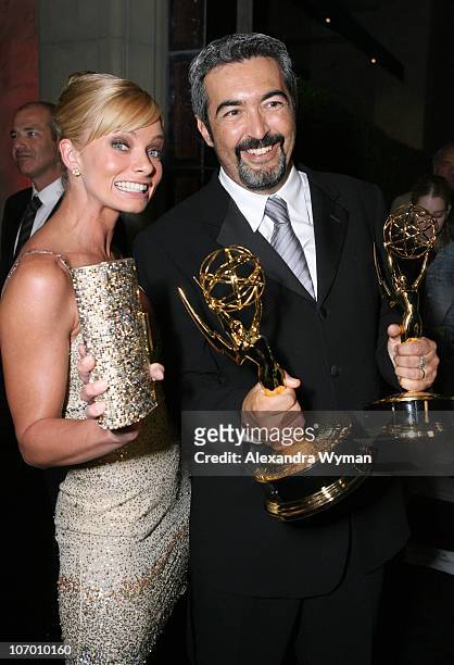 Jaime Pressly and Jon Cassar, winner Outstanding Directing for a Drama Series and Outstanding Drama Series for "24"