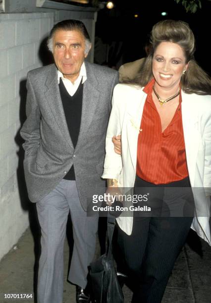 Jackie Collins and Husband Oscar Lerman during Jackie Collins at Spago in Hollywood - January 23, 1986 at Spago in Hollywood, California, United...