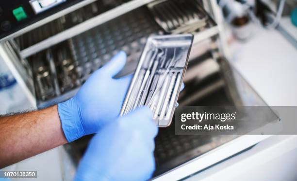 basic dental tray set up. - desinfetar imagens e fotografias de stock