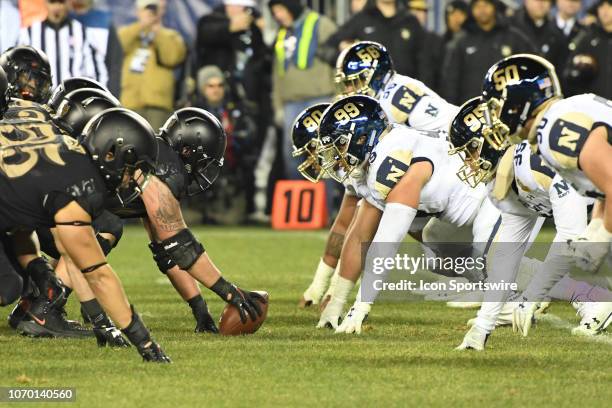 Army prepares to snap the ball against Navy during the Army-Navy game on December 8 at Lincoln Financial Field in Philadelphia,PA.