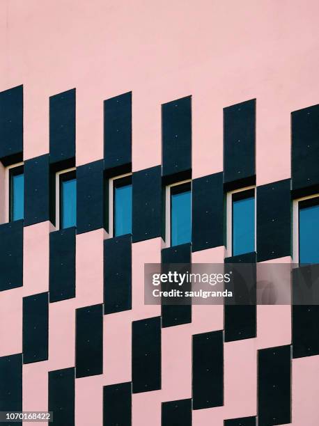 geometric shapes in a building facade - rectangle grid pattern stock pictures, royalty-free photos & images