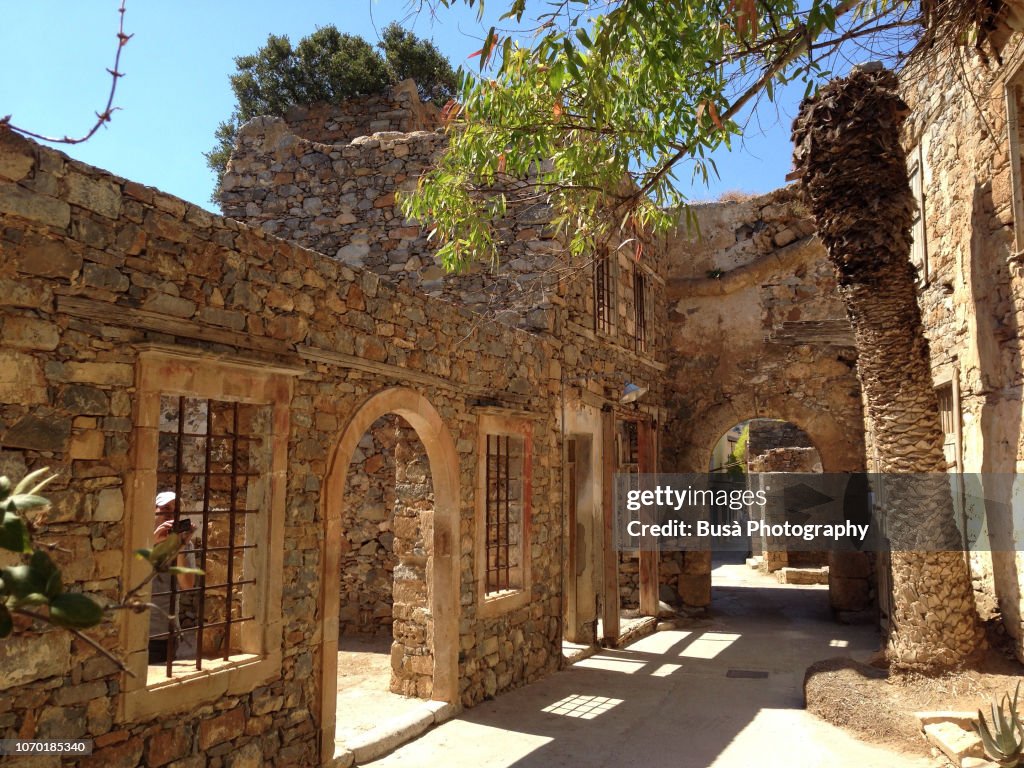 Old ruins of the fortress of Spinalonga, in the island known as Kalydon (Καλυδών) in north-eastern Crete