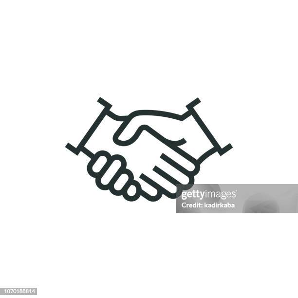 ilustraciones, imágenes clip art, dibujos animados e iconos de stock de icono de la línea de asociación - handshake