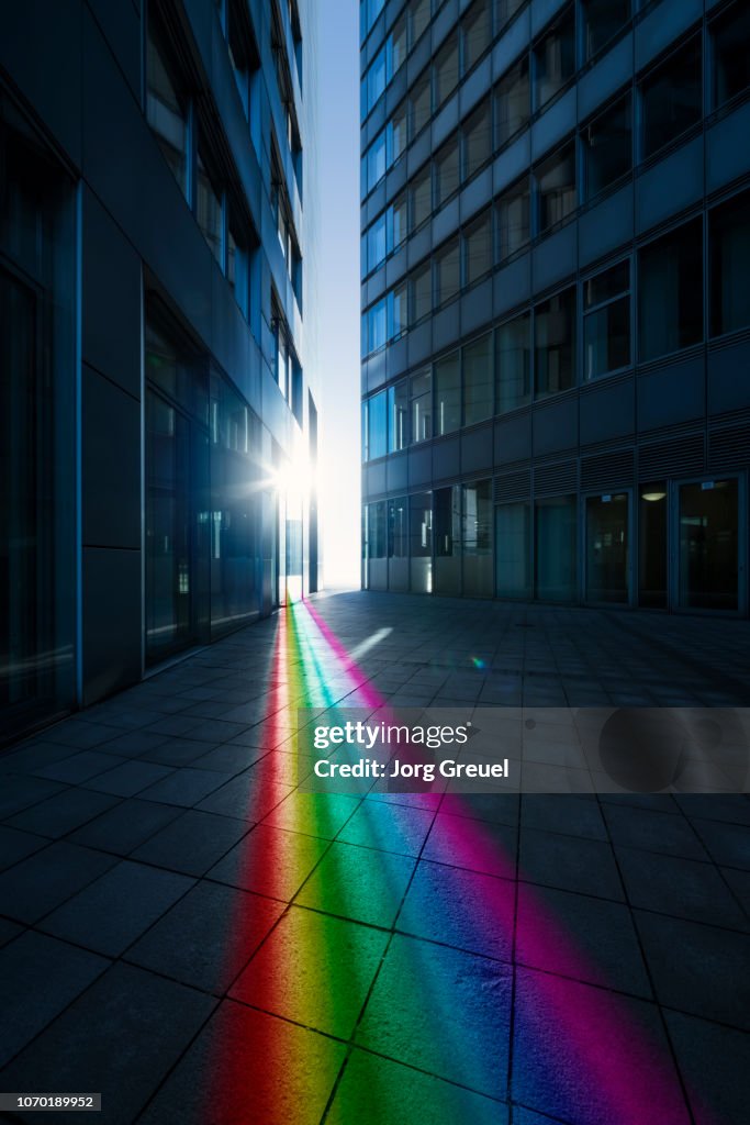 Rainbow-colored ray of light