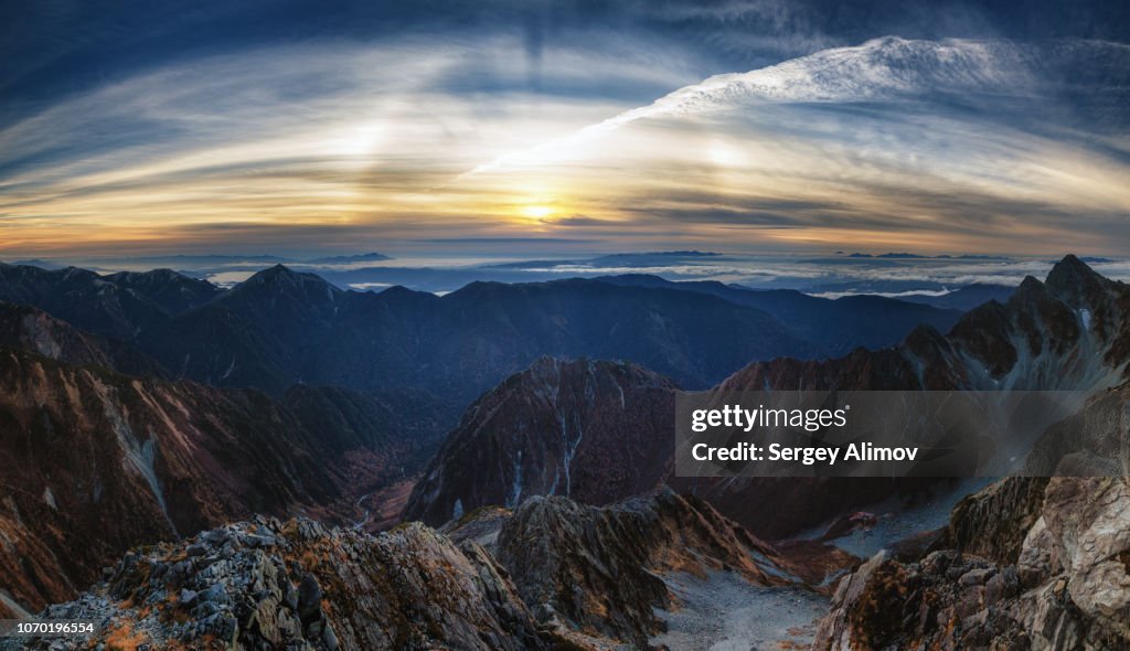 Optical phenomenon of Halo over highland valley in Japan