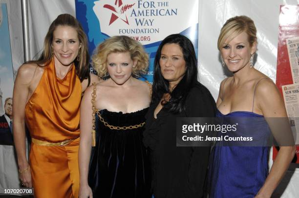 Emily Robison, Natalie Maines and Martie Maguire of the Dixie Chicks with Barbara Kopple, director of "Shut Up & Sing"