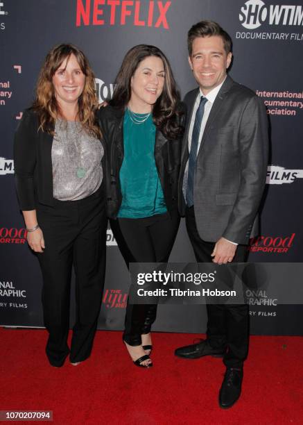 Amanda Spain, Dava Whisenant and Ozzy Inguanzo of 'Bathtubs Over Broadway' attend the 2018 IDA Documentary Awards on December 8, 2018 in Los Angeles,...