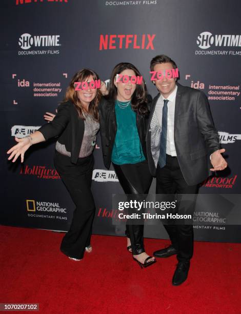 Amanda Spain, Dava Whisenant and Ozzy Inguanzo of 'Bathtubs Over Broadway' attend the 2018 IDA Documentary Awards on December 8, 2018 in Los Angeles,...