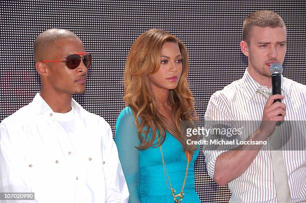 Beyonce and Justin Timberlake during 2006 MTV Video Music Awards - Nomination Announcement at Top of the Rock at Rockefeller Center in New York City,...