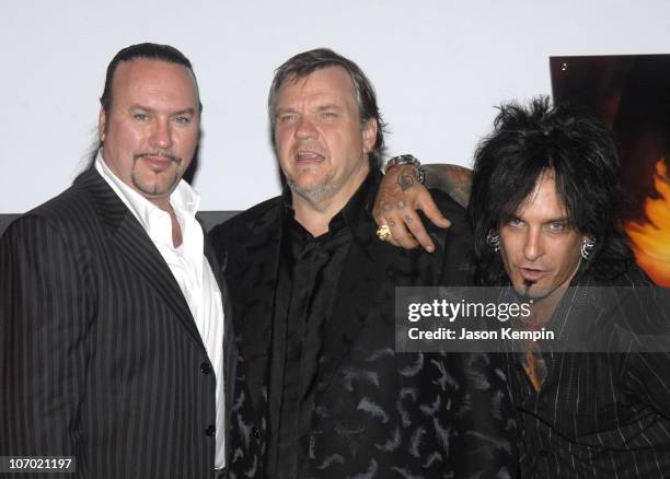 Desmond Child, Meat Loaf and Nikki Sixx during Meat Loaf "Bat Out of Hell III - The Monster is Loose" Press Conference and Listening Party at Avalon...