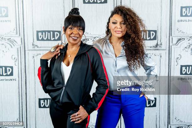Tichina Arnold and Tisha Campbell discuss "The Neighborhood" with the Build Series at Build Studio on November 20, 2018 in New York City.