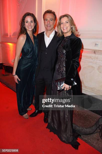 Ellenie Salvo Gonzalez, Hannes Jaenicke, Valerie Niehaus during the after show party of the 'Ein Herz Fuer Kinder Gala 2018' on December 8, 2018 in...