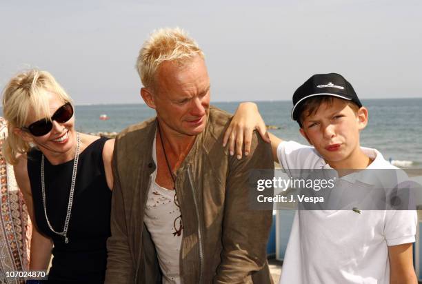 Trudie Styler, Sting and Giacomo Sumner during The 63rd International Venice Film Festival - "Guide to Recognizing Your Saints" Lunch at Nikki Beach...