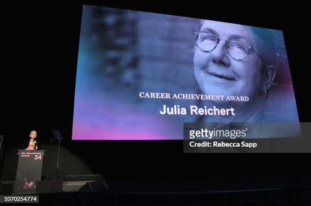 Julia Reichert accepts the Career Achievement Award onstage during the 2018 IDA Documentary Awards on December 8, 2018 in Los Angeles, California.