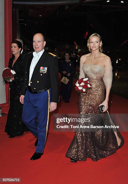 Prince Albert II of Monaco and Charlene Wittstock attend the Monaco National day Gala concert at Grimaldi forum on November 19, 2010 in Monaco,...