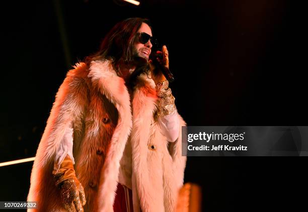 Jared Leto of Thirty Seconds to Mars performs onstage during KROQ Absolut Almost Acoustic Christmas 2018 at The Forum on December 8, 2018 in...