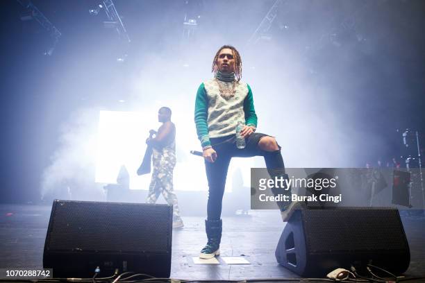 Lil Pump performs on stage at O2 Brixton Academy on November 20, 2018 in London, England.