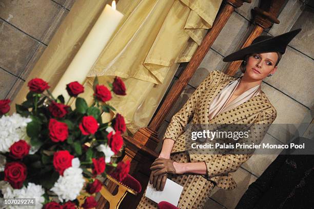 Miss Charlene Wittstock attends the Mass on Monaco National Day at Cathedrale Notre-Dame Immaculee on November 19, 2010 in Monaco, Monaco.