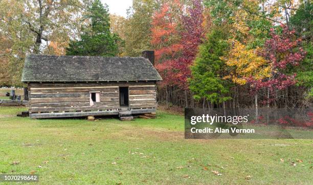 replica of shiloh church with fall colors - shiloh stock pictures, royalty-free photos & images