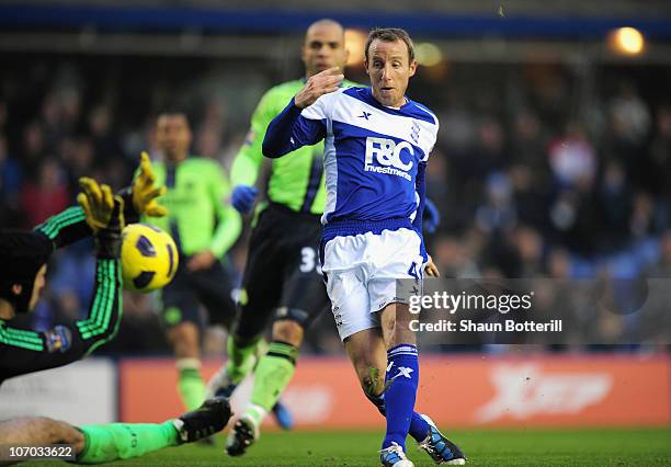 Lee Bowyer of Birmingham City scores the opening goal during the Barclays Premier League match between Birmingham City and Chelsea at St Andrews on...