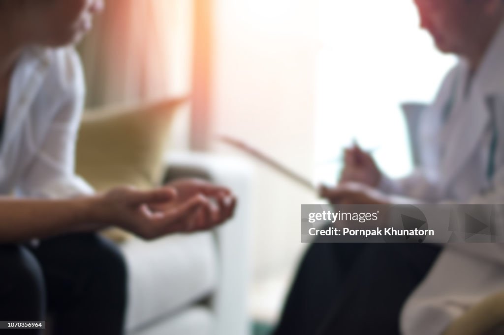 Healthcare concept of professional psychologist doctor consult in psychotherapy session or counsel diagnosis health.