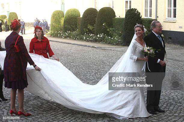Prince Gualtherie van Weezel and Princess Annemarie Gualtherie van Weezel arrive for the Royal Wedding of Princess Annemarie Gualtherie van Weezel...