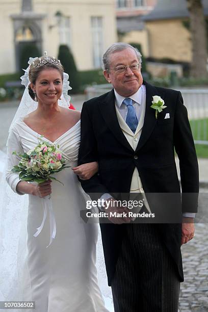 Prince Gualtherie van Weezel and Princess Annemarie Gualtherie van Weezel arrive for the Royal Wedding of Princess Annemarie Gualtherie van Weezel...