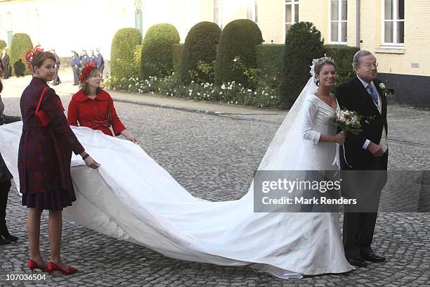 Prince Gualtherie van Weezel and Princess Annemarie Gualtherie van Weezel arrive for the Royal Wedding of Princess Annemarie Gualtherie van Weezel...