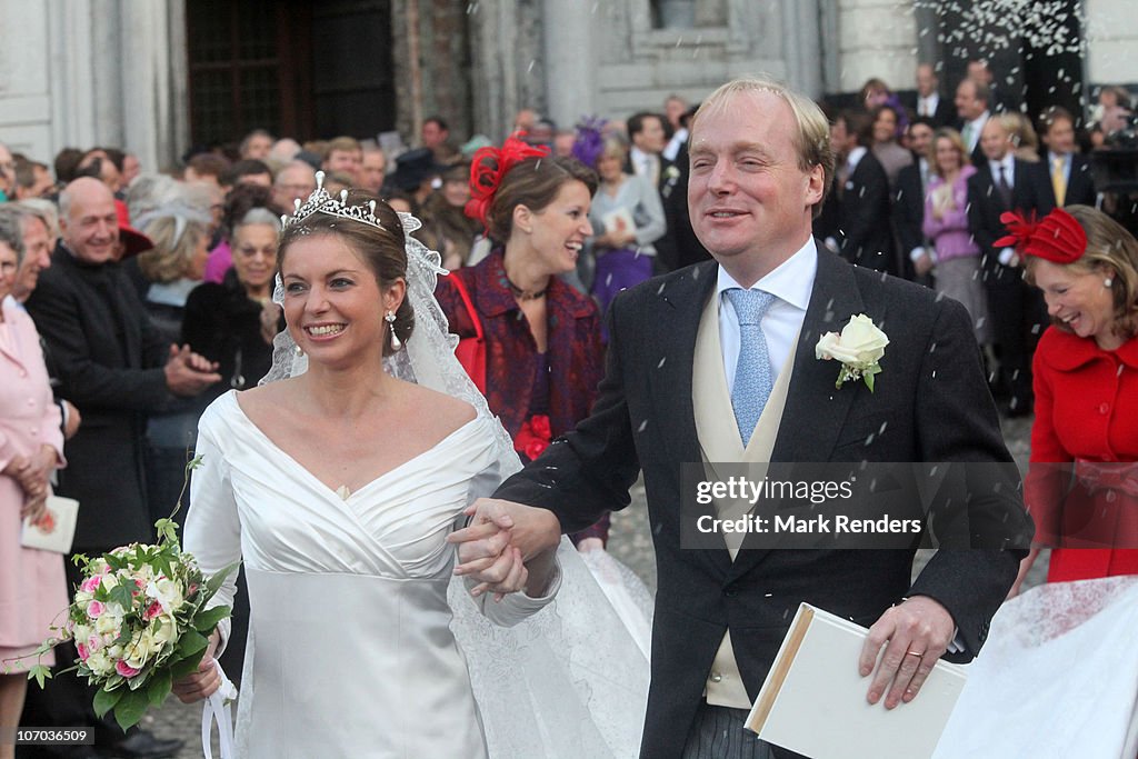 Royal Wedding of Prince Carlos de Bourbon de Parme and Princess Annemarie de Bourbon de Parme-Gualtherie van Weezel in Abbaye de la Cambre, Elsene