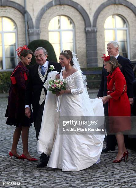 Prince Gualtherie van Weezel and Princess Annemarie Gualtherie van Weezel arrive for the Royal Wedding of Princess Annemarie Gualtherie van Weezel...