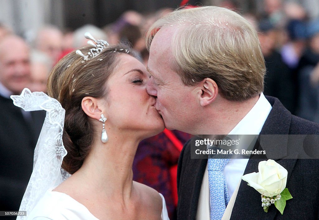 Royal Wedding of Prince Carlos de Bourbon de Parme and Princess Annemarie de Bourbon de Parme-Gualtherie van Weezel in Abbaye de la Cambre, Elsene