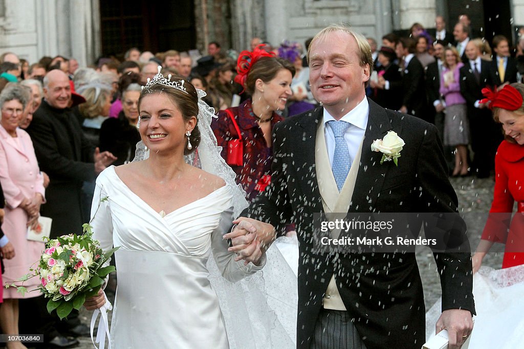 Royal Wedding of Prince Carlos de Bourbon de Parme and Princess Annemarie de Bourbon de Parme-Gualtherie van Weezel in Abbaye de la Cambre, Elsene