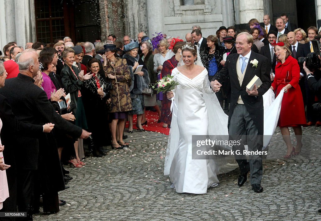Royal Wedding of Prince Carlos de Bourbon de Parme and Princess Annemarie de Bourbon de Parme-Gualtherie van Weezel in Abbaye de la Cambre, Elsene