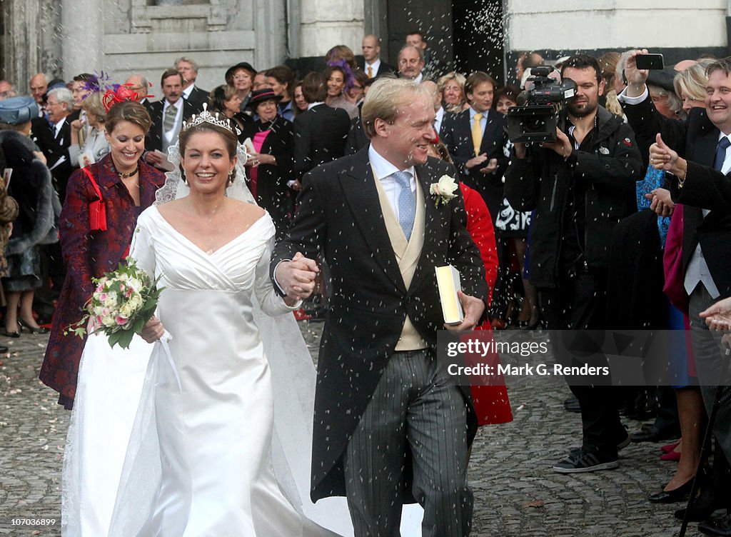 Royal Wedding of Prince Carlos de Bourbon de Parme and Princess Annemarie de Bourbon de Parme-Gualtherie van Weezel in Abbaye de la Cambre, Elsene