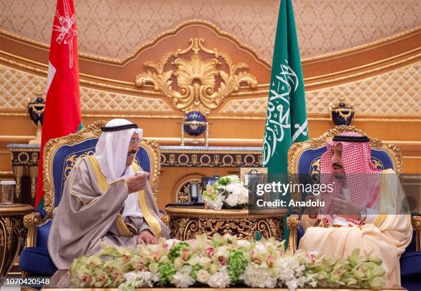 Kuwait's Emir Sheikh Sabah al-Ahmad al-Jaber al-Sabah meets with King of Saudi Arabia Salman bin Abdulaziz Al Saud as part of the 39th Gulf...