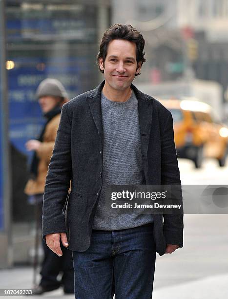 Paul Rudd is seen on location for "Wanderlust" on the streets of Manhattan on November 20, 2010 in New York City.