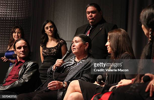 Activist Sacheen Littlefeather attends teh Q&A at the SAG President's National Task Force For American Indians & NBC Universal Premiere Screening Of...