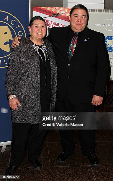 Activist Sacheen Littlefeather and actor Atticus Todd attend the SAG President's National Task Force For American Indians & NBC Universal Premiere...