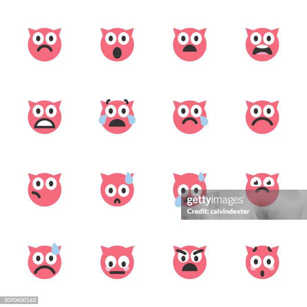 cute colorful emoticons set - devil emoji stock illustrations
