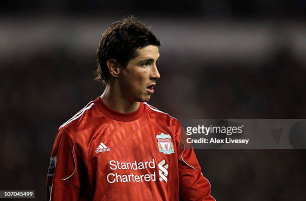 Fernando Torres of Liverpool looks on during the Barclays Premier League match between Liverpool and West Ham United at Anfield on November 20, 2010...