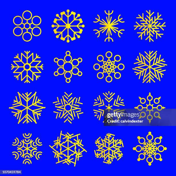 snowflakes icon set - warm winter background stock illustrations