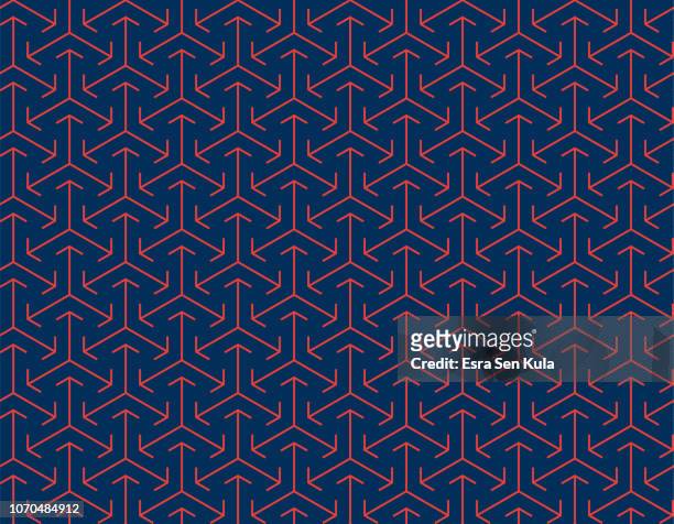 abstrakte nahtlose japanische pfeil muster - würfel geometrische form stock-grafiken, -clipart, -cartoons und -symbole