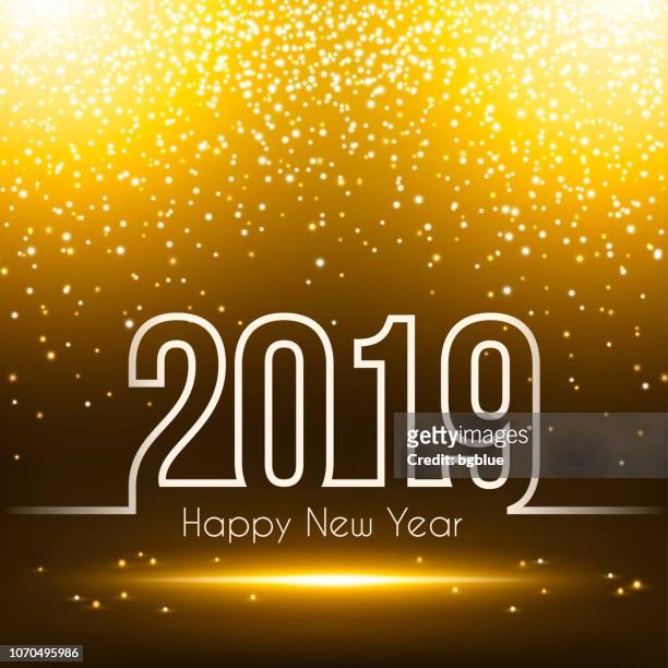 happy new year 2019 - sparkly background - firework border stock illustrations