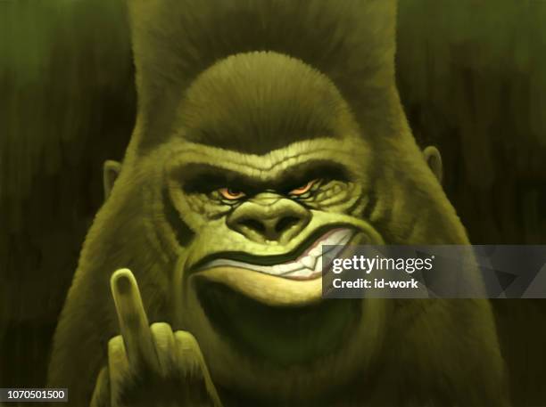 angry gorilla pointing - yeti stock illustrations