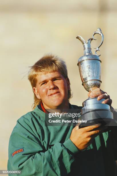 John Daly holding claret jug after winning the 1995 Open Championship on July 23, 1995 at the Old Course at St Andrews in St Andrews, Scotland. John...