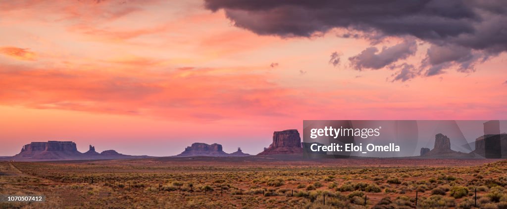 Red sunset in Monument Valley. Arizona. USA