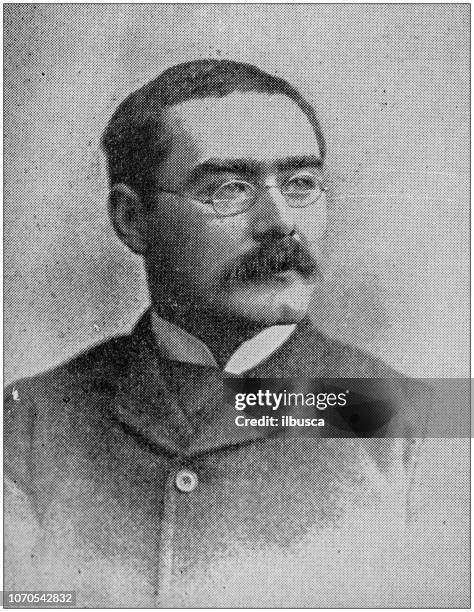 antique photograph: rudyard kipling - 1900 stock illustrations