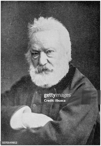 antique photograph: victor hugo - victor hugo stock illustrations