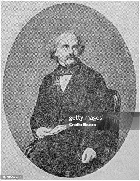 antique photograph: nathaniel hawthorne - nathaniel hawthorne stock illustrations