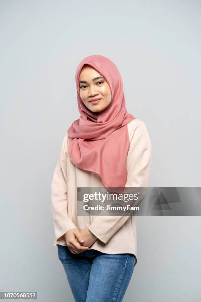 portrait of a malay woman from malaysia - girl scarf stock pictures, royalty-free photos & images